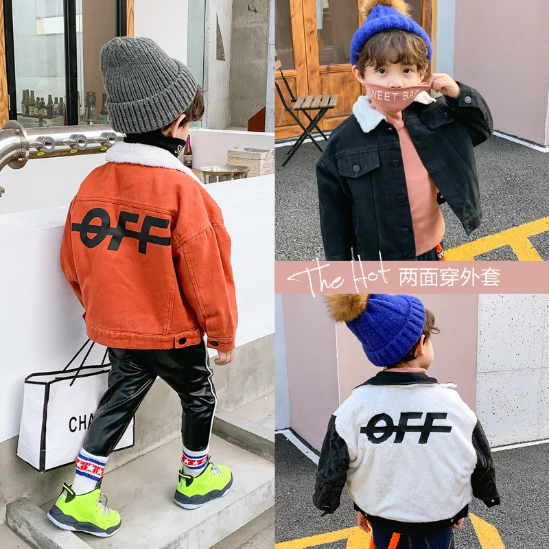 

Children's thick coat boy plus velvet warm children's wear 2019 winter baby foreign jacket coat