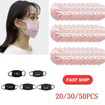 

10/20/50/100pcs 3 Ply Disposable Face Pink Masks Anti Dust Prevents Protective Mask Face Masks Droplets Spreading Mouth Masks