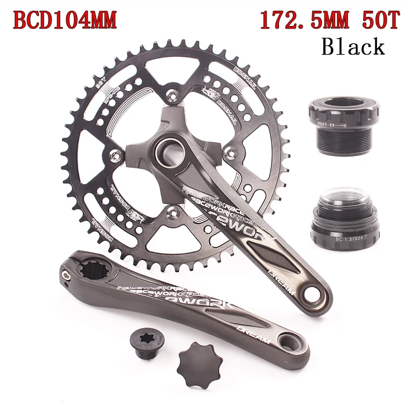 SMLLOW велосипедный Кривошип 104BCD MTB велосипедный шатун из алюминиевого сплава с нижней велосипедной шатуной 172,5 мм 40T 42T 44T 50T 52T пластина - Цвет: 172.5 50T Black