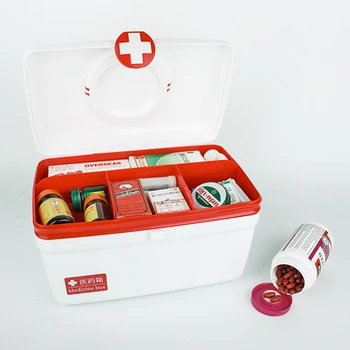 

Portable 2 Layer First Aid Box Emergency Survival Kit Medical Pill Organizer Rescue Drug Storage for Home Travel Outdoor Health