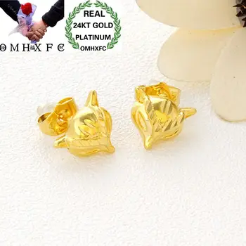 

OMHXFC Wholesale European Fashion Woman Girl Party Wedding Gift Cut-Out Fox 24KT Gold Stud Earrings ER133