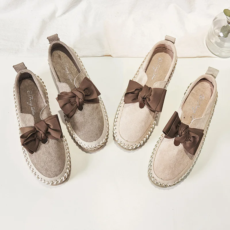 

Casual Woman Platform Shoes Bow-Knot Women Loafers Ladies Oxfords Women's Flats All-Match Round Toe Modis Autumn Nurse Casual