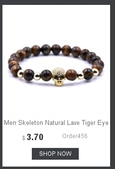 Мужской черный браслет со скелетом, натуральный ребристый тигровый глаз, гематит, бусины, браслет, микро проложенный циркон, женский череп, ювелирные изделия ручной работы