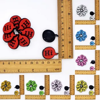 

10 pcs Kids Baby Learning Language Colorful Hi DIY Flatback Soft PVC Handmade Glue Or Stitching For Craft Clothes