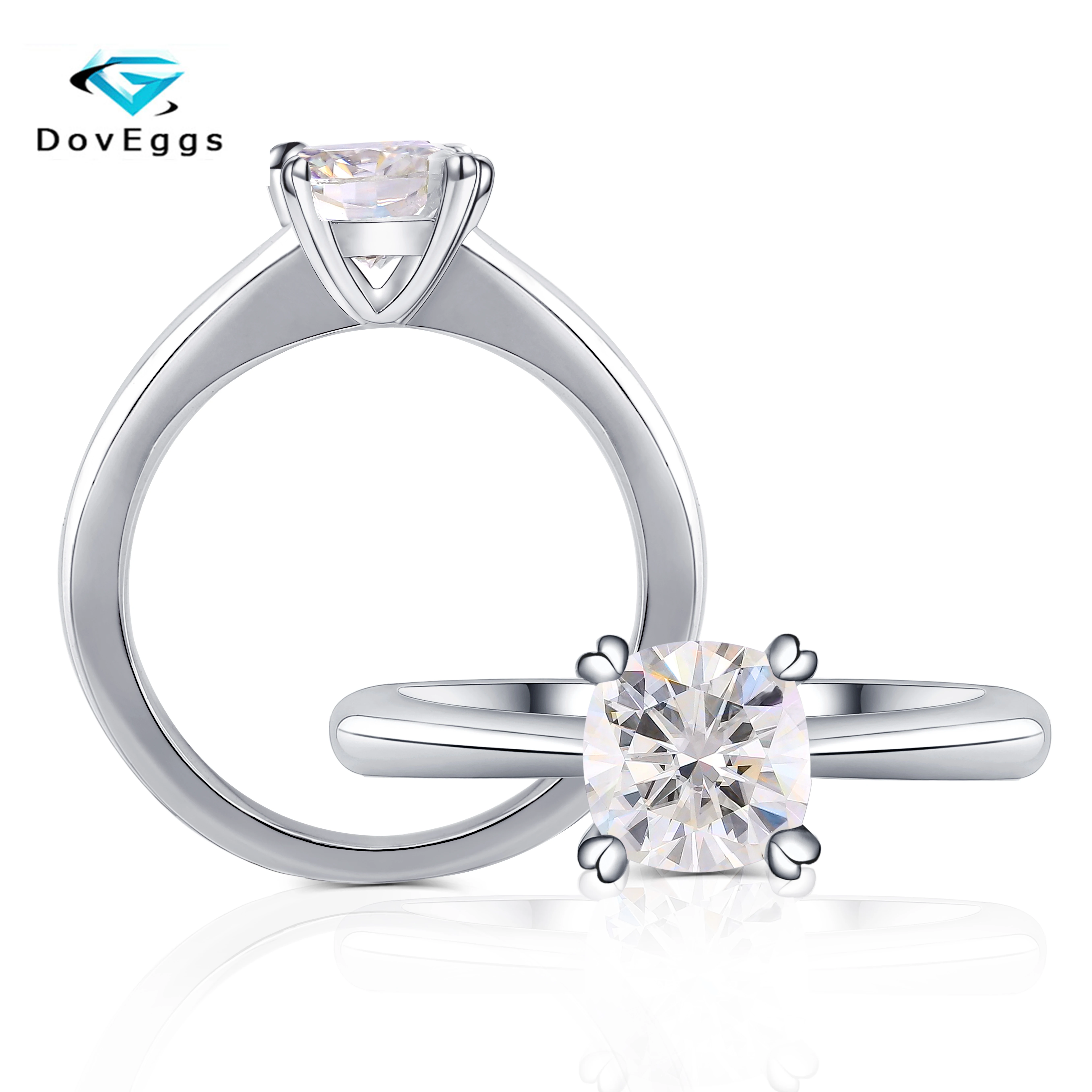 DovEggs стерлингового серебра S925 центр 1ct 6X6 мм H-I цвет Подушки Огранки муассанит обручальное кольцо для женщин DovEggs стерлингового серебра S925 центр 1ct 6X6 мм H-I цвет Подушки Огранки муассанит обручальное кольцо для женщин