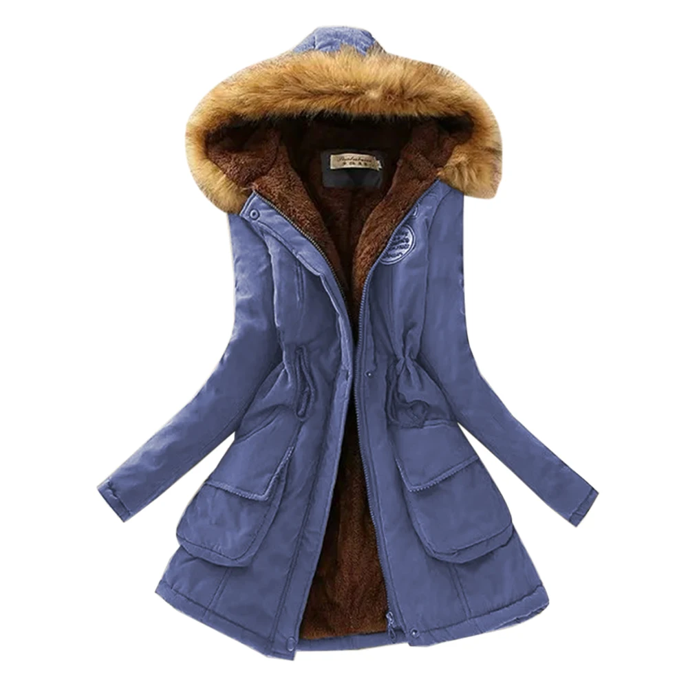 Зимняя куртка для бега, парка с меховым воротником, тонкая парка на молнии, шерстяная шапка с поясом, худи, утолщенное женское уличное пальто, длинное женское зимнее пальто - Цвет: 07