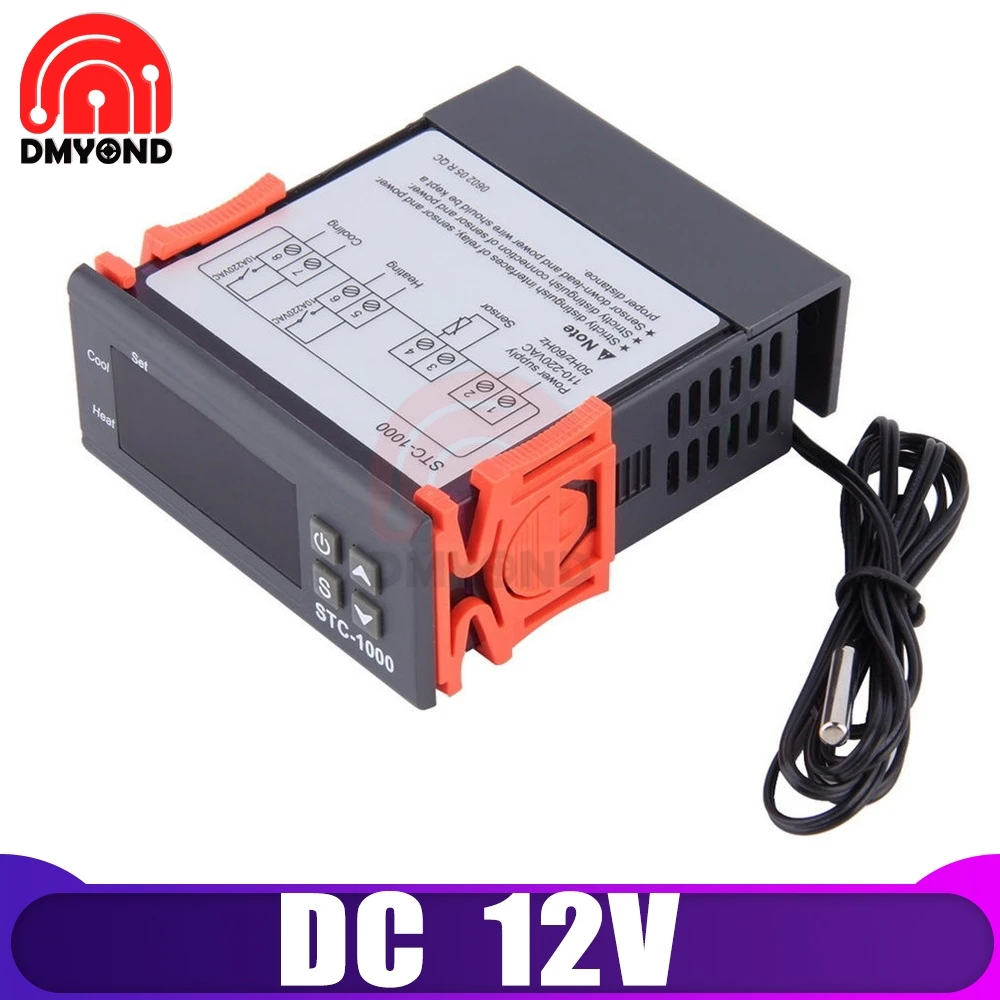 DC 12V AC 110 В 220 В DC 12 В 24 В STC 1000 светодиодный цифровой регулятор температуры термостат инкубатор водонагреватель реле нагрева охлаждения - Цвет: DC 12V