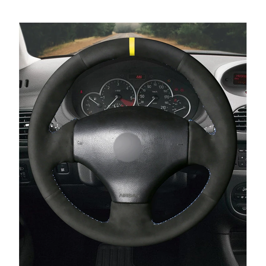 Hand-stitched-DIY-Black-Suede-Car-Steering-Wheel-Cover-for-Peugeot-206-1998-2005-206-SW-1