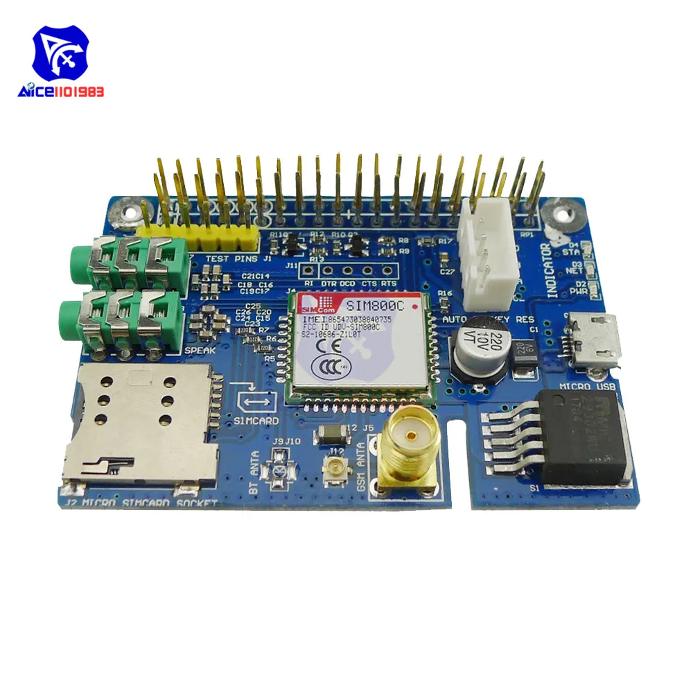 Diymore SIM800C GSM GPRS модуль четырехдиапазонная макетная плата/w IPX антенна SMA Micro SIM Слот для Arduino Raspberry Pi