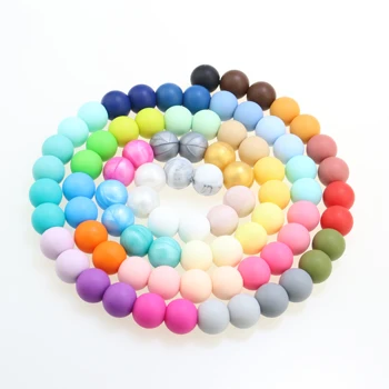 

candy colors loose beads Marble grey 10 MM DIY Teething Jewelry Silicone Loose Beads Chewable Necklace Beads Toy Supplies teeth
