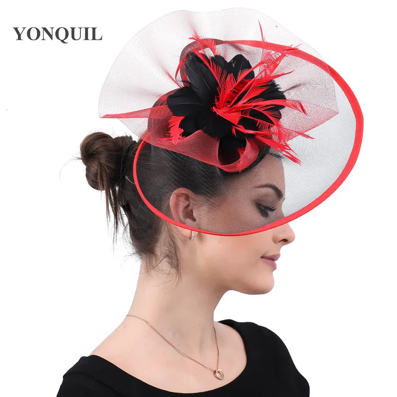 Women Feather Mesh Feathers Fascinator Hats Ladies Elegant Kenucky Derby Cocktail Fedora Hats Elegant Headband hair accessories