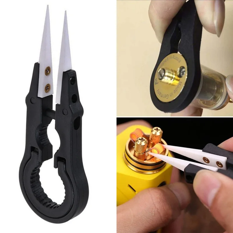 Heat Resistant DIY Multifunctional Screwdriver Pointed Tip Ceramic Tweezers Stainless Steel Handle