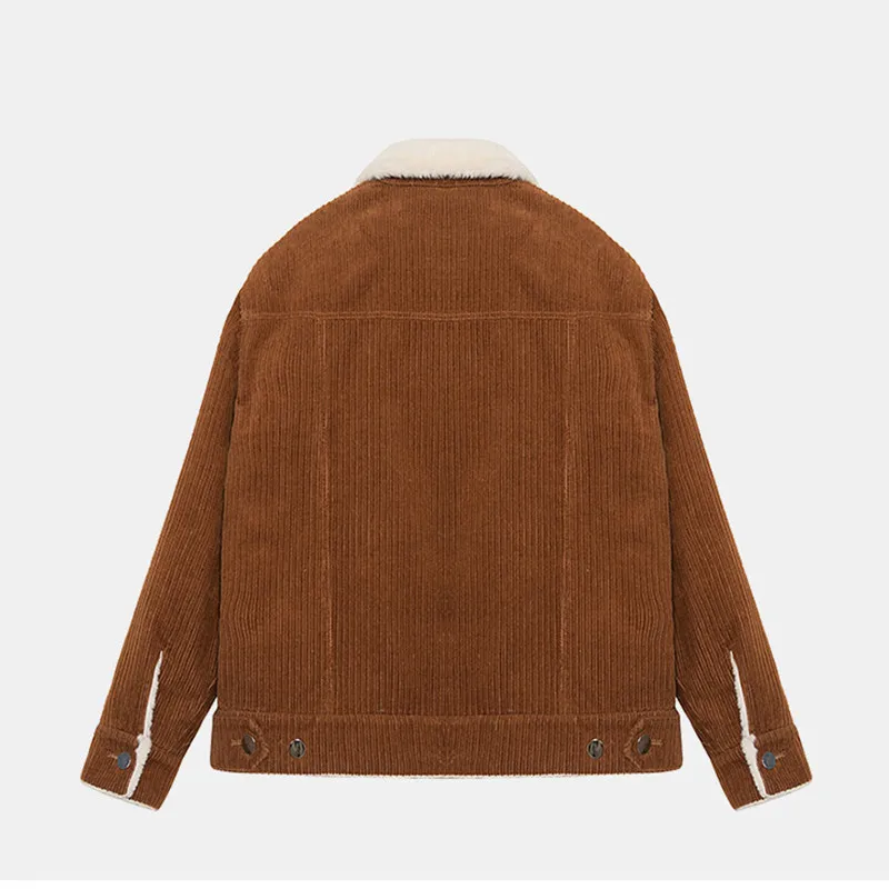 Зимние chaquetas mujer Женские винтажные повседневные свободные толстые теплые имитация кроличьей шерсти лайнер короткая Вельветовая куртка moda feminina