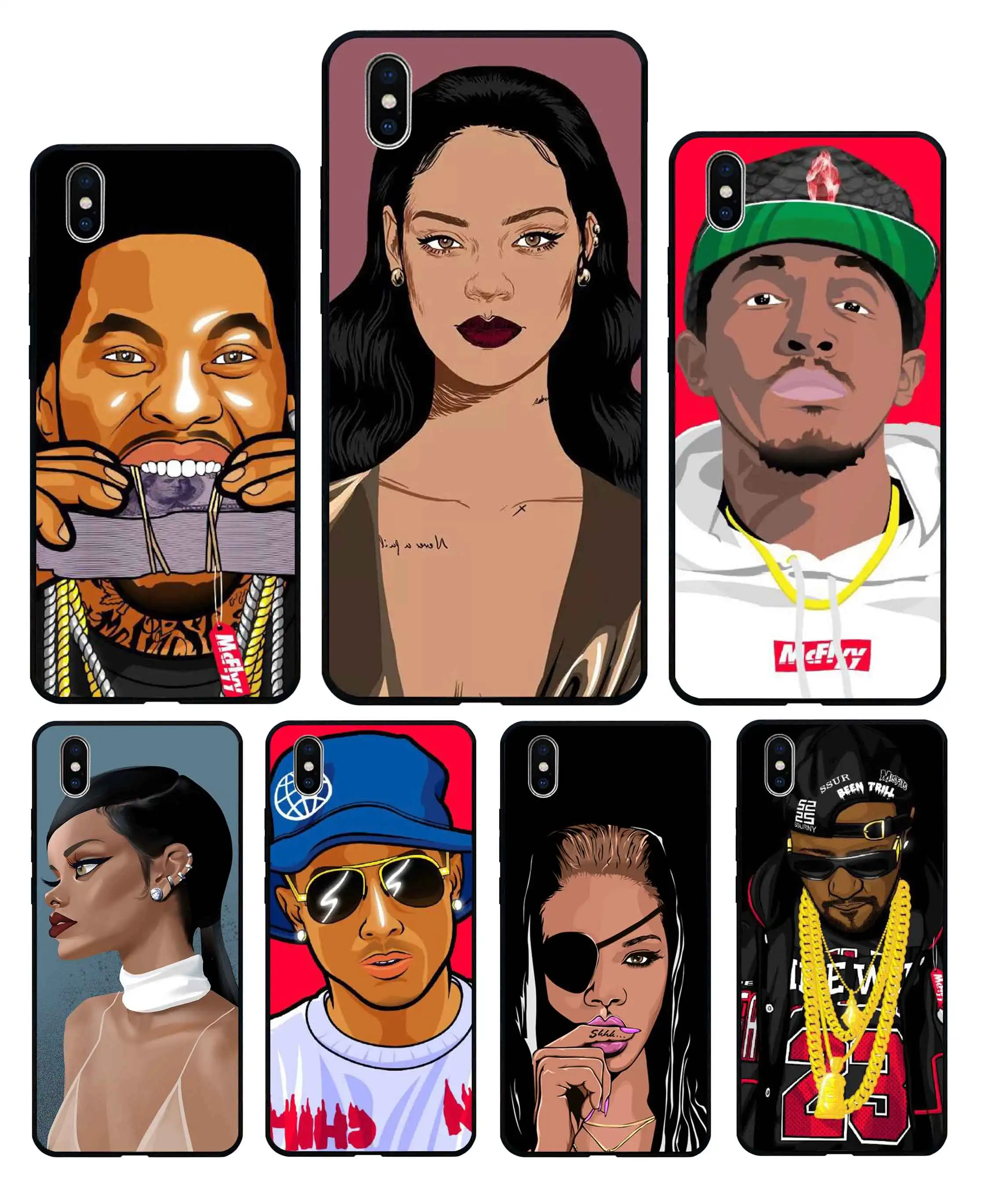 

Soft silicone case for iphone xr x xs max 8 plus 7 7plus 8plus 6 6s 5 5s se coque iphone7 black girls shockproof cover