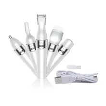 Портативный USB Перезаряжаемый 5 в 1 Электрический Женский Триммер для удаления волос, женский эпилятор, триммер для бровей и носа