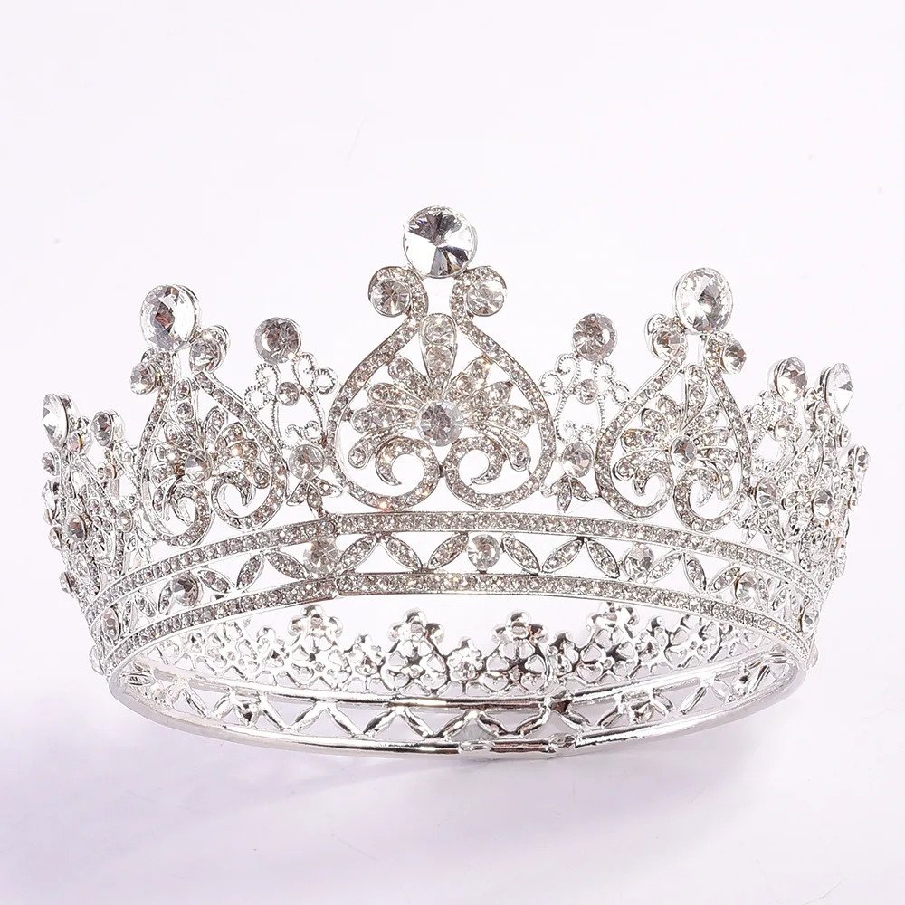 

H1077 New Style European Style Palace Style Bride Headdress Alloy Full Circle Man-made Diamond Baroque Bride Crown