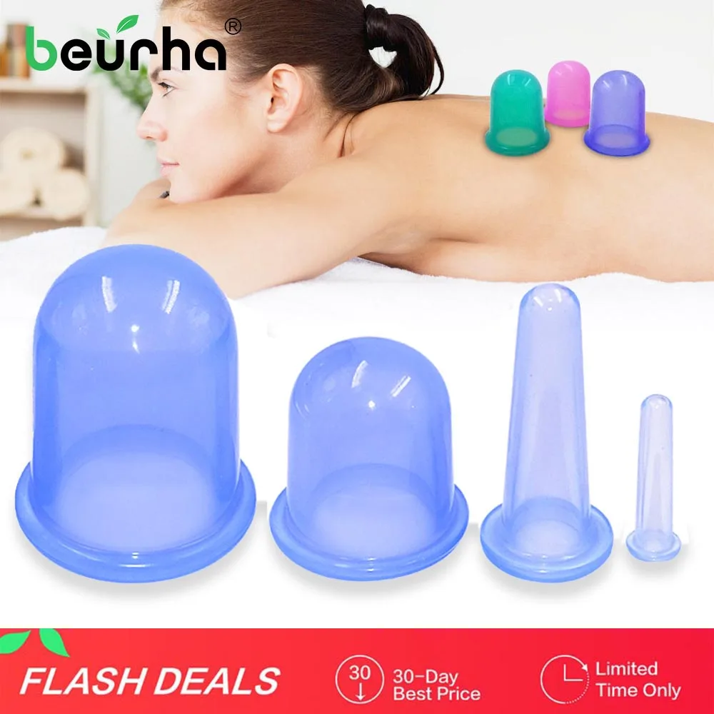 Вакуумный массажный помощник для тела антицеллюлитный силиконовый Cupping чашки семейный оздоровительный массаж лица шеи медицинский набор всасывания - изображение