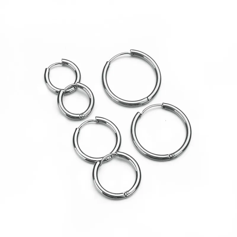 Новые серьги-кольца из нержавеющей стали в стиле панк золотого, черного, серебряного цвета 316L простые круглые серьги для пирсинга для женщин и мужчин