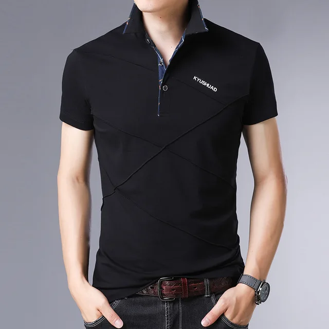 JANPA стиль Брендовые повседневные рубашки поло с коротким рукавом мужские летние хлопковые дышащие топы футболки Азиатский размер M-5XL 6XL - Цвет: FM709 ASIAN SIZE B