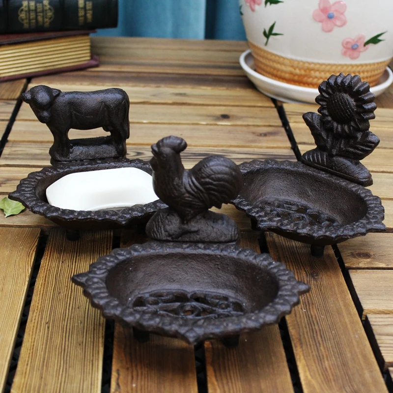 Vintage Country Accents Cow Rooster Sunflower Design Cast Iron Soap Holder Home Decor Antique Blue Bird Iron Soap Storage Dish Vintage Country Accents Cow Rooster Sunflower Design Cast Iron Soap Holder Home Decor Antique Blue Bird Iron Soap Storage Dish