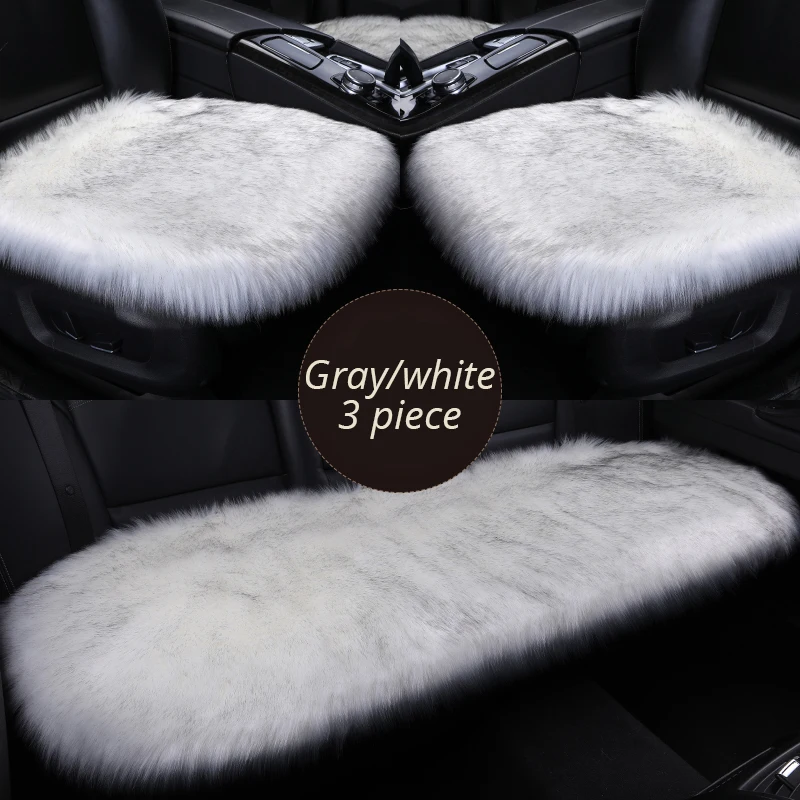 

AUTOYOUTH Full Set Car Seat Cushions Car Seat Covers Winter Plush For Car Office Chair Front Pad Warm For Winter Gray Black