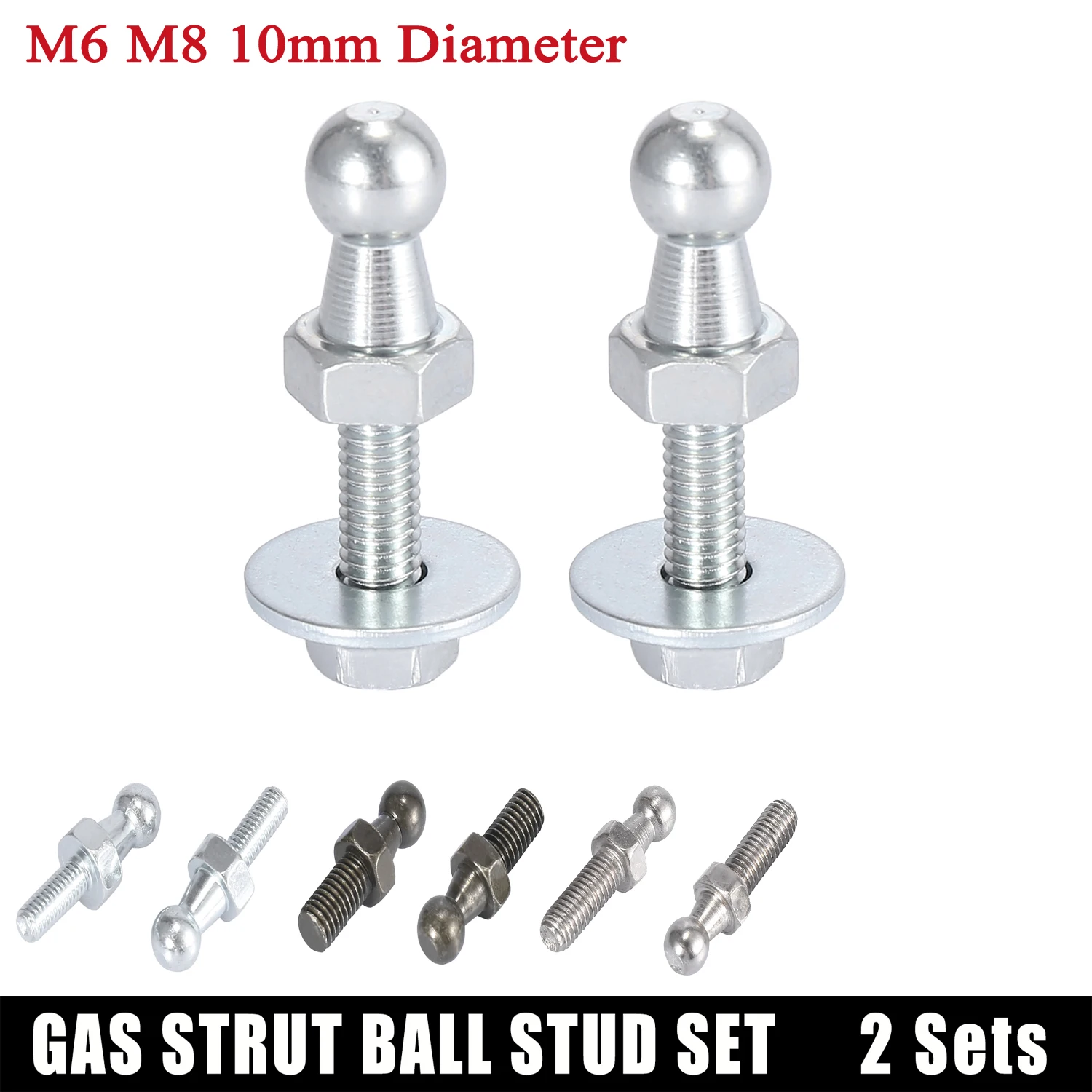 X Autohaux 2pcs 10mm M6 M8 Universal Boot Bonnet Lift Support Gas Strut End Fitting Ball Pin Joint Valve Spring Holders Accessor |