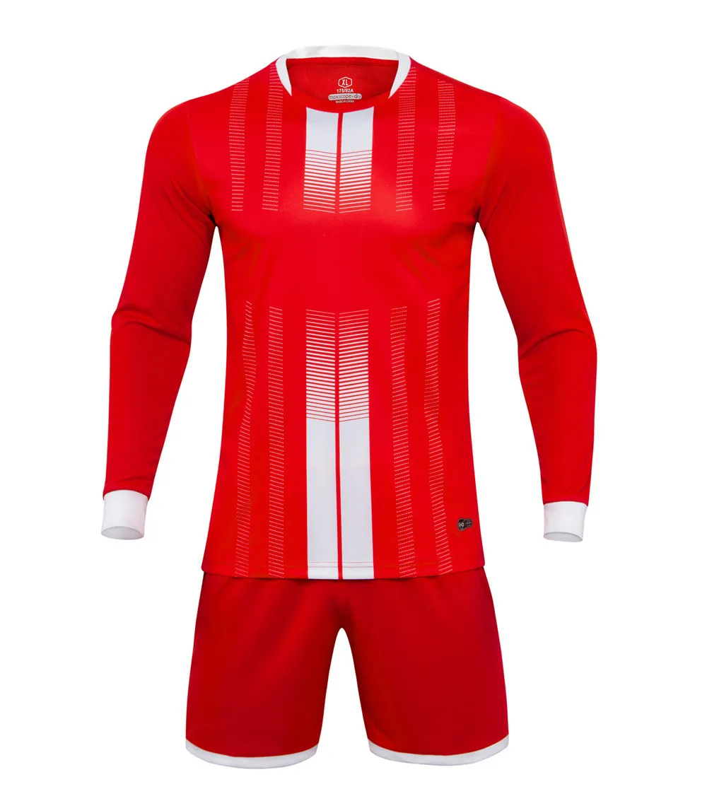 Футбольные майки для взрослых мужчин и детей, комплекты футбольной одежды для мальчиков и девочек, детская тренировочная форма с длинными рукавами, спортивный костюм на заказ - Цвет: 8607CXred