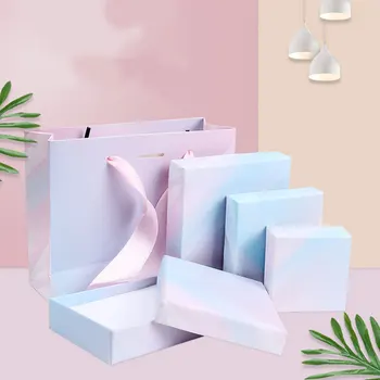 

Paper Box for Packaging Jewelry Cookies Cake Soap Handmde Kraft Cardboard Wedding Gift Ring Earring Case Christmas Gradient Pink