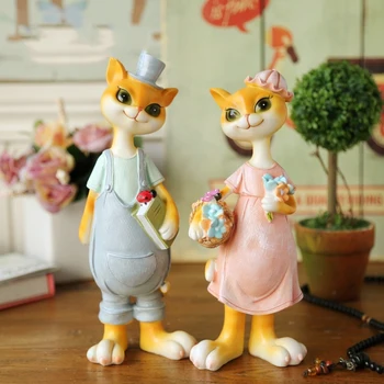 

AMERICAN CARTOON CHICKEN CAT COUPLE RESIN ACCESSORIES HOME LIVINGROOM TABLE FIGURINES DECORATION OFFICE DESKTOP ORNAMENTS CRAFTS