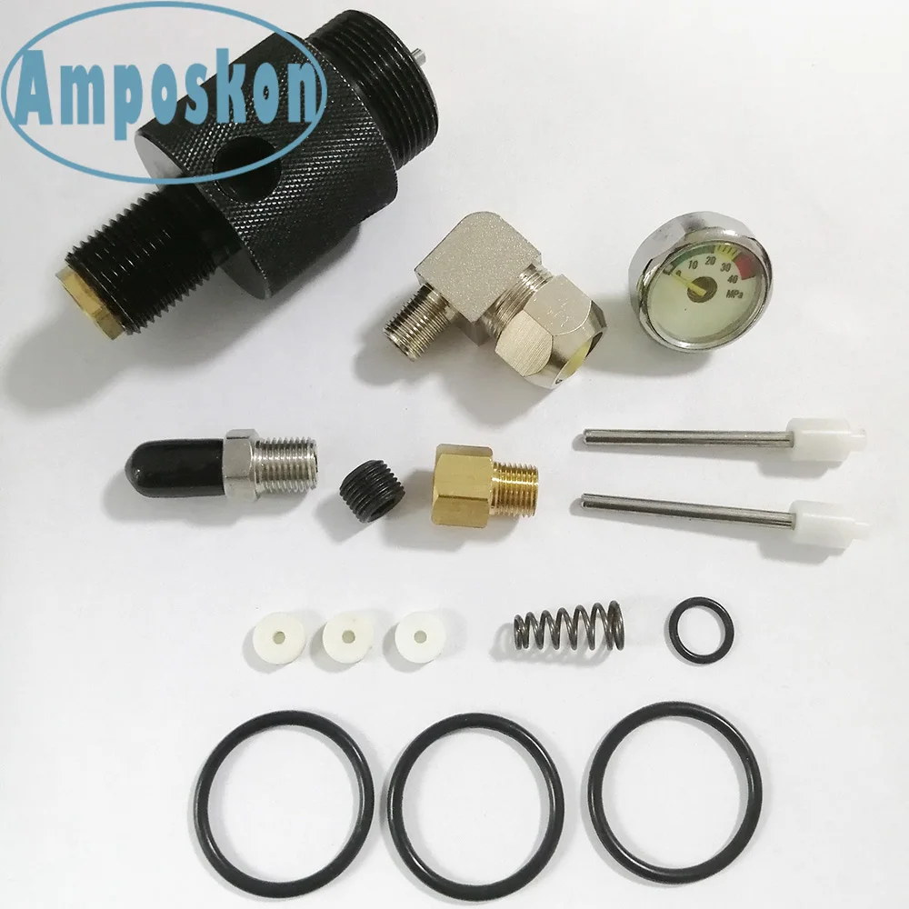 

1 Set New Hot High Quality Black Aluminum Valve PCP 3000PSI Valve Threaded Tank M18 With Spare Parts Outdoor Accessories Pump