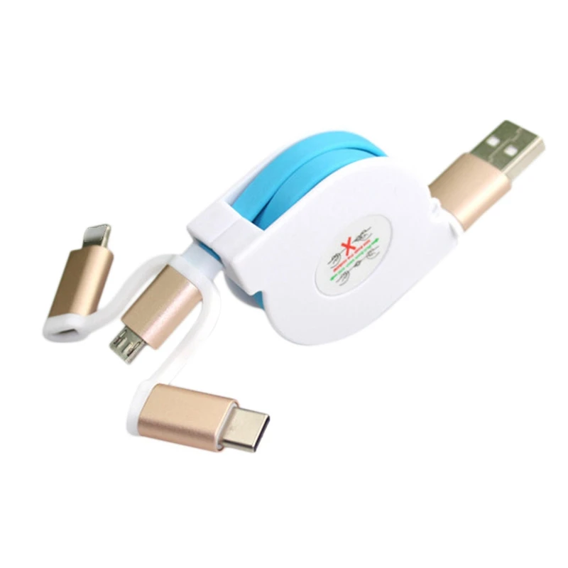 3 в 1 Выдвижной Usb type C кабель зарядного устройства для samsung Android Iphone