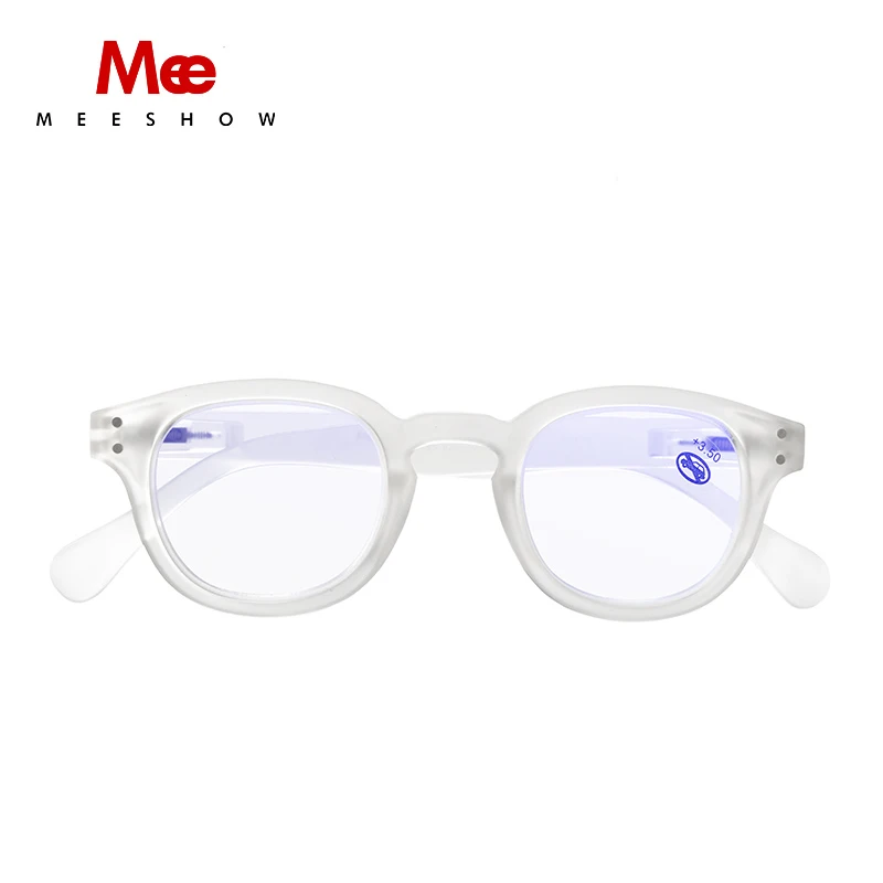 Meeshow очки для чтения, анти-голубые линзы для мужчин и женщин, ретро очки для глаз, Leesbril Lesebrillen линзы для работы за компьютером+ 0+ 1,0+ 3,5 1513 - Цвет оправы: White