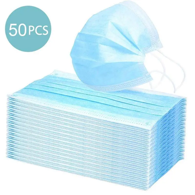 

50 Pcs Mouth Face Masks Non Woven Dust Mask Solid Color Disposable Anti-dust Earloops Masks Hot Sale