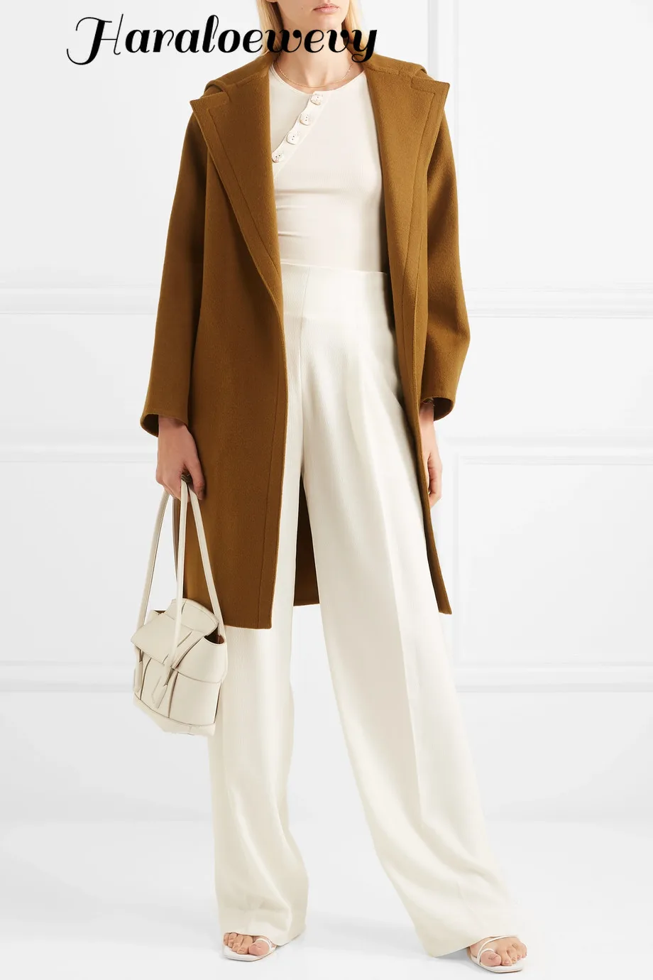 Коричневое однотонное длинное шерстяное Зимнее Пальто приталенное повседневное элегантное шерстяное пальто и куртка однобортное осенне-зимнее женское пальто