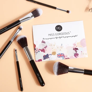 

Miss Gorgeous 6pcs Makeup Brushes Set Black Cosmetic Powder Eye Shadow Eyebrow Blusher Lip Brush Beauty Make Up Tools Maquillaje