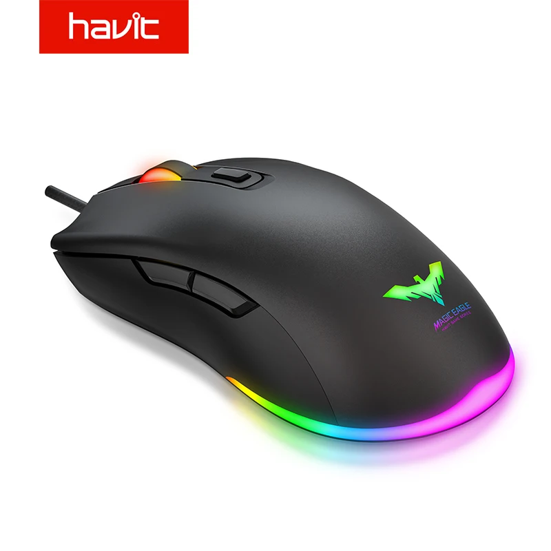 USB-мышь Havit MS732 проводная игровая с подсветкой 7 цветов 6 кнопок до 6400 DPI | Компьютеры