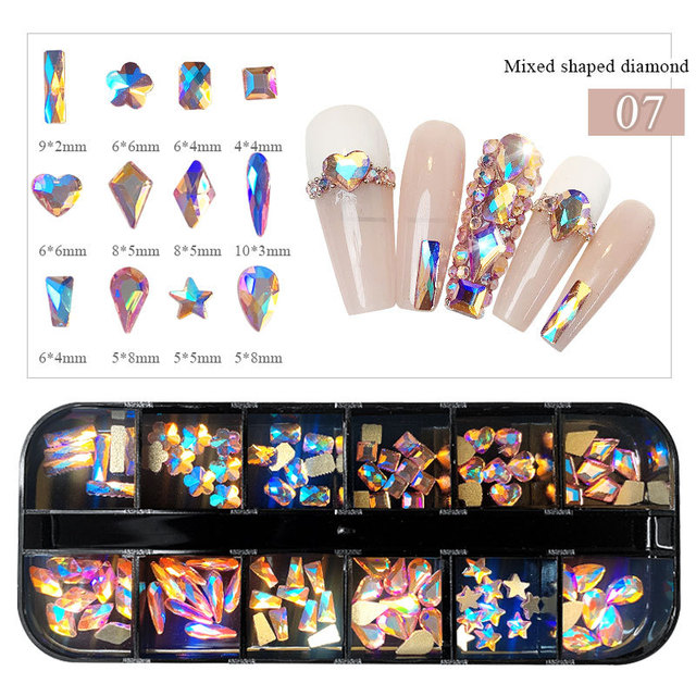 Girds Colorful Nail Rhinestones Mixed Size Diamonds AB Flatback Shiny Crystal 3D Glitter Gems Nail Art Decorations Strass