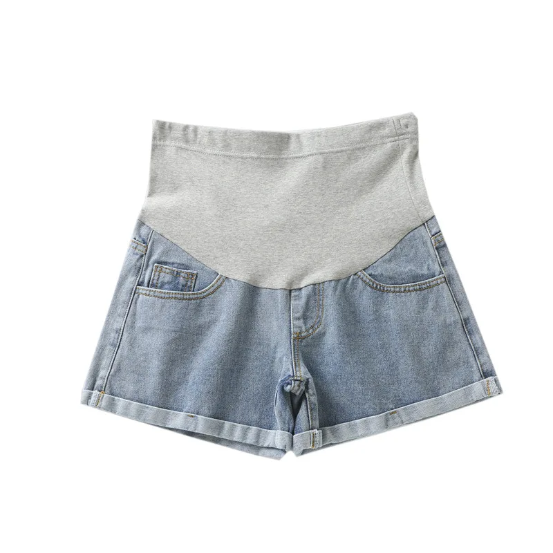 Summer Short Pant for Pregnant Women Denim Cotton Pregnant Women's Shorts High-Waisted Maternity Panties Adjustable Loose Pants