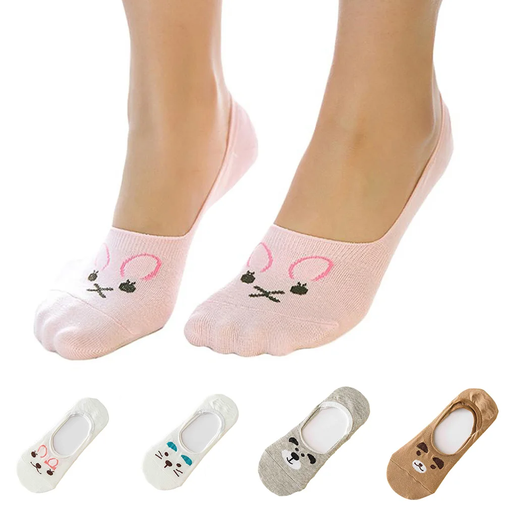 10 Pairs Women Cat Invisible No Show Nonslip Boat Liner Low Cut Cotton Socks New 