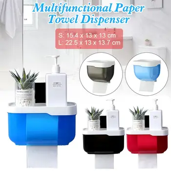 

Wall Mounted Paper towel Holder with Flap Top Bathroom Storage Splash-Proof Paper Roll Holder Dispenser Tissue Box Accessories
