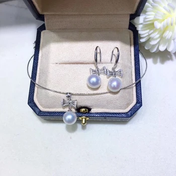 

Bow 925 Silver Pearl Pendant and Earrings Settings Findings Base Jewelry Set Mountings Parts for Pearls Beads