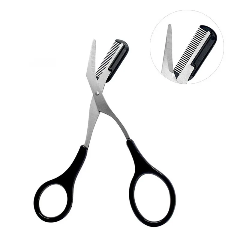 1pcs Eyelash Hair Scissors Eyebrow Trimmer Eyelash Hair Clips Scissors Comb Shaping Eyebrow Grooming tesoura sobrancelha 5 Color