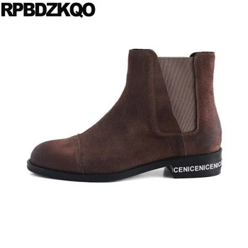 

plus size slip on chelsea 12 44 shoes big booties flat brown 10 brand women winter boots genuine leather crossdresser japanese