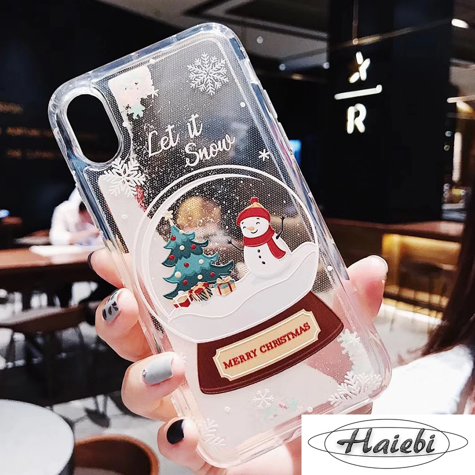 

Cute Dynamic Liquid Phone Case Fashion Girls New Year Gift for IPhone 11 Pro 6 7 8 Plus X XR XS MAX Christmas Quicksand Cover