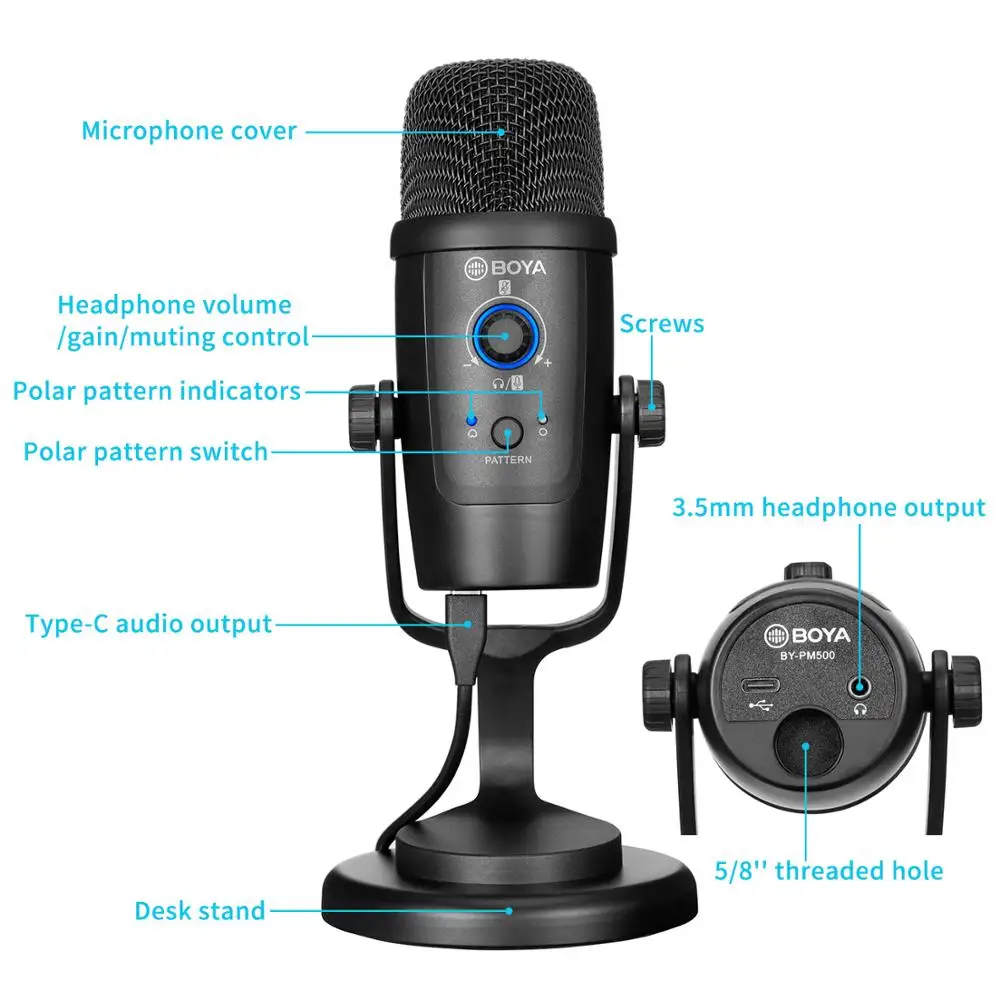 BOYA BY-PM500 USB Microphone Compatible With