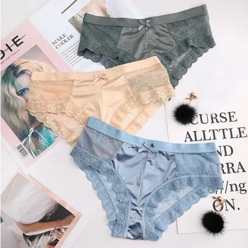 

Women Silk-like Lace Hollow Out Panties Transparent Lace Underwear Y3NE