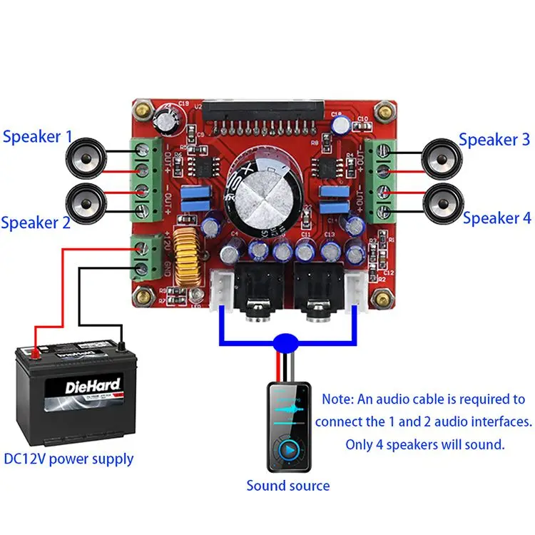 Усилитель мощности Aokin TDA7850, аудиоплата, 4-канальная плата, 50 Вт ...