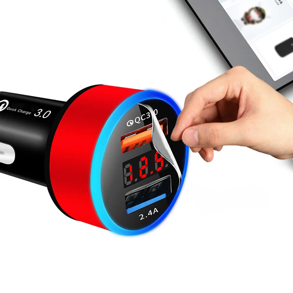 1 шт., DC12V-24V, USB, два порта, цифровой дисплей, автомобильное зарядное устройство, запчасти для прикуривателя