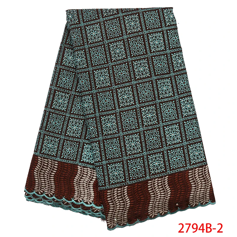 Нигерийские кружевные ткани высокого качества швейцарская кружевная африканская вуаль вышитые хлопчатобумажные ткани кружева для женщин KS2793B-3