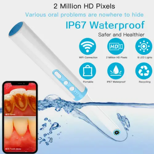 Tanie 2MP Oral Dental Wifi kamera wewnątrzustna endoskop HD bezprzewodowa lampa LED do sesji zdjęciowej 8 LED światła aparat dentystyczny z systemem Android